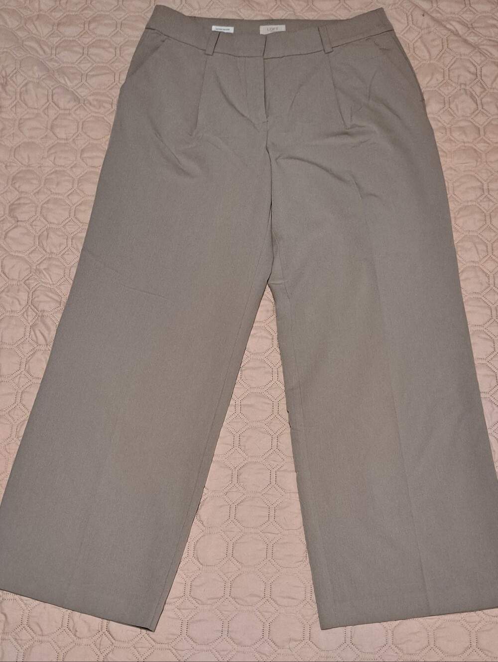 Loft Womens Wide Leg Dress Pants - Taupe Sz 10 Peyton Trouser